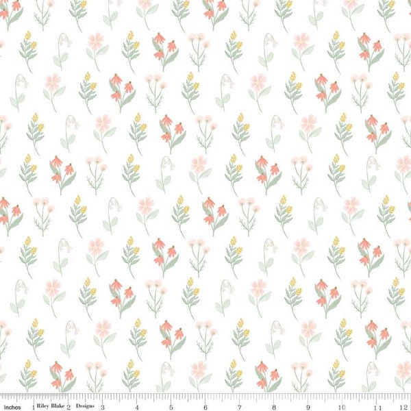 It's a Girl Floral C13324 White - Riley Blake Designs - Flowers Flower - Quilting Cotton Fabric