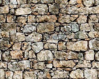 Adoquines Earthly Delights 31336 Piedra K - de QT Fabrics - Pared de piedra para exteriores - Tela de algodón para acolchado