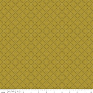 SALE Fall&#39;s in Town Grid C13517 Green by Riley Blake Designs - Thanksgiving Autumn Lattice Squares Geometric - Quilting Cotton Fabric