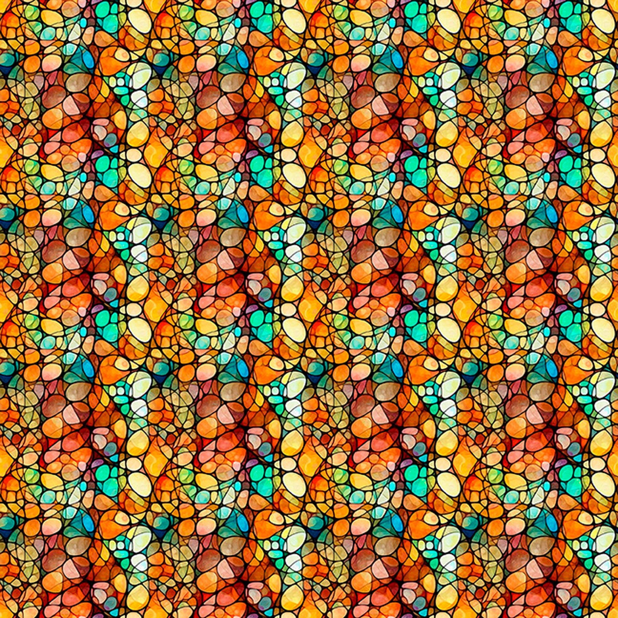 Solstice Kaleidoscope 31233 Orange O - QT Fabrics - Geometric Abstract ...