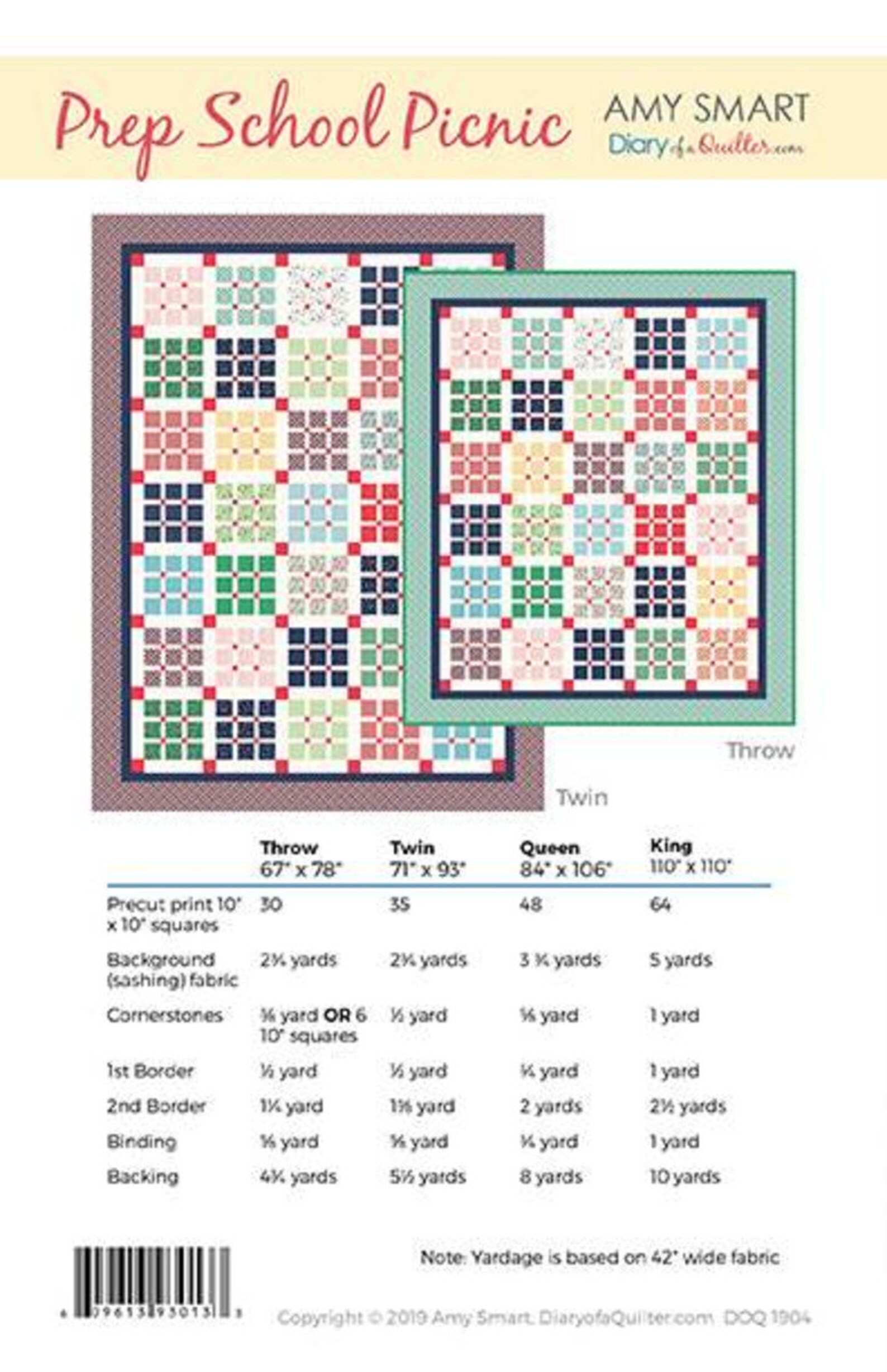 SALE Prep School Picnic Quilt PATTERN P123 - Amy Smart - Riley Blake ...