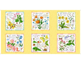 Healing Garden Healing Garden Picture Patches Panel 31353 Yellow S - QT Fabrics - Floral Flowers - Quilting Cotton Fabric