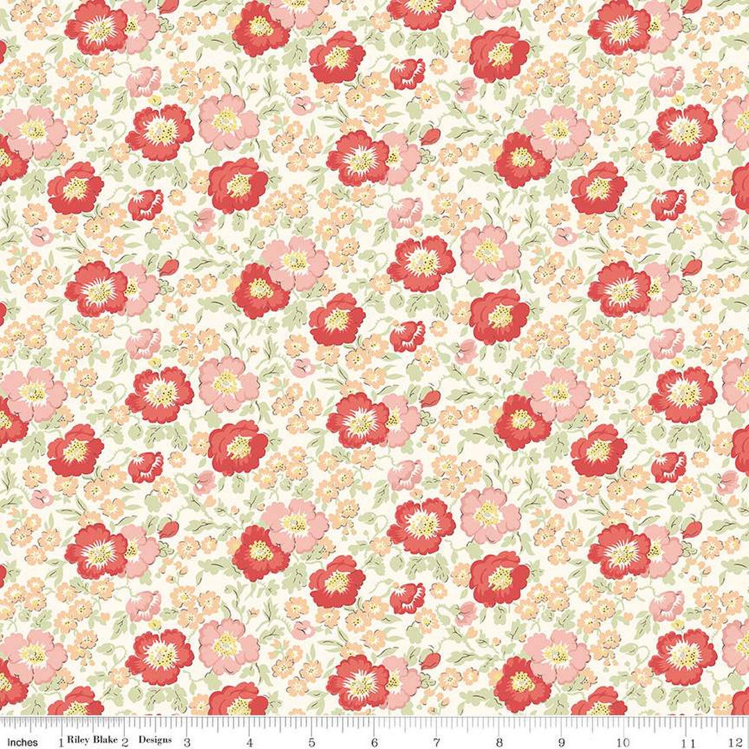 SALE Riviera Collection B Shell Garden B 01666457B Riley Blake Designs  Floral Flowers Liberty Fabrics Quilting Cotton Fabric 