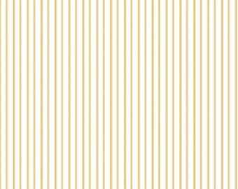 With a Flourish Stripe C12735 Gold - Riley Blake Designs - Gold Cream Ticking Stripes Striped - Quilting Cotton Fabric