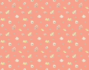 SALE New Beginnings Sweet Peas C15752 Apricot - Riley Blake Designs - Blossoms Flowers Leaves Floral - Quilting Cotton Fabric