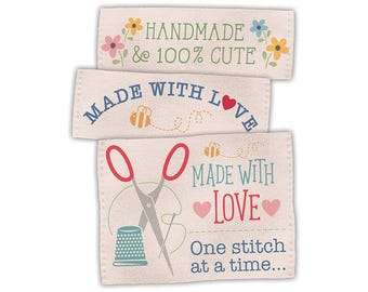 SALE Lori Holt Made With Love Woven Labels ST-39784 - Riley Blake Designs - 15 Labels, 3 Designs