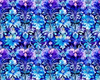 Fantasia Decorative Floral 30973 Purple V - QT Fabrics - Flowers Blossoms Leaves Vivid - Quilting Cotton Fabric