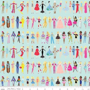 Barbie World Barbie Dolls CD15021 Powder - Official Licensed Product - DIGITALLY PRINTED - Quilting Cotton Fabric