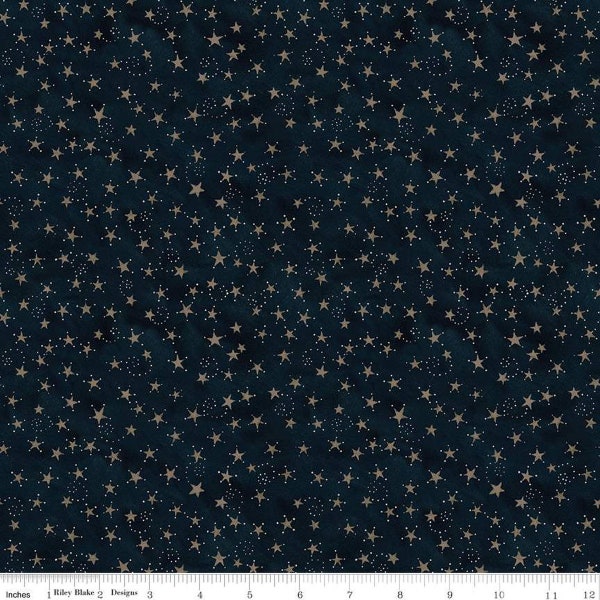 Bright Stars Stars C13106 Navy - Riley Blake Designs - Patriotic Folk Art - Quilting Cotton Fabric