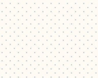 Bee Backgrounds Cross Stitch C6381 Blue - Riley Blake Designs - Xs Off White - Lori Holt - Quilting Cotton Fabric
