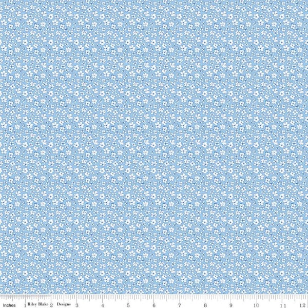SALE Sunshine and Dewdrops Ditsy C11975 Sky - Riley Blake Designs - Floral Flowers Blue - Quilting Cotton Fabric