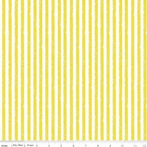 Crayola Stripe C685 Little Lemon - Riley Blake Designs - Crayon-Drawn Stripes Striped Yellow White - Quilting Cotton Fabric