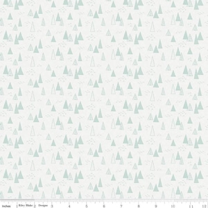 May include: A white fabric with a repeating pattern of light blue and white triangles. The triangles are arranged in a random pattern and create a subtle geometric design.