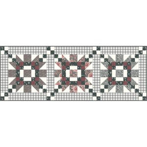 May include: Three black and white gingham squares with a floral pattern in the center. Each square has a black and white checkered border.