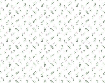 SALE Painted Petals Tossed Stems White Leaf Fabric - C17595 - Riley Blake Quilting Cotton Fabric