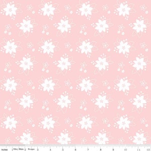 Pixie Noel 2 Floral C12116 Pink - Riley Blake Designs - Christmas White Flowers - Quilting Cotton Fabric