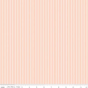 SALE With a Flourish Stripe C12735 Blush - Riley Blake Designs - Blush Cream Ticking Stripes Striped - Quilting Cotton Fabric