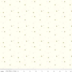 SALE Sparkler SC650 Vintage White SPARKLE - Riley Blake Designs - Plus Signs Gold SPARKLE Metallic - Quilting Cotton Fabric