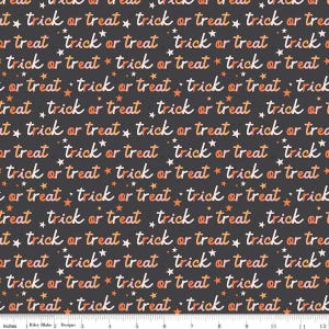SALE Hey Pumpkin Trick or Treat C16034 Charcoal - Riley Blake Designs - Stars Text Halloween Spooky Season - Quilting Cotton Fabric