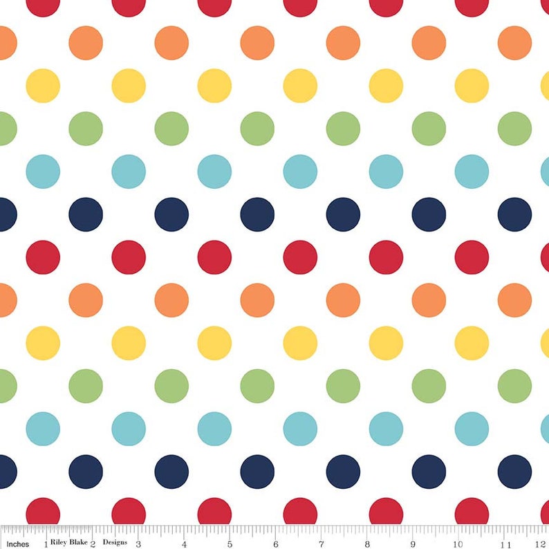 SALE Rainbow on White Medium Dots 3/4 by Riley Blake image 0