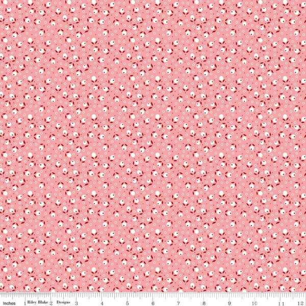 SALE Bee Vintage Suzanne C13086 Coral by Riley Blake Designs - Berries Leaves Circles - Lori Holt - Quilting Cotton Fabric