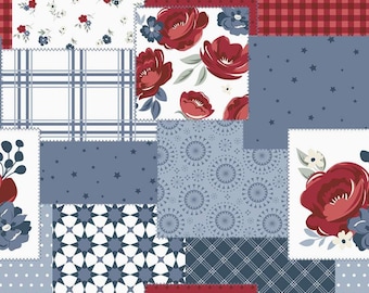 11" End of Bolt - DEAL American Dream Patchwork C11936 Off White - Riley Blake Designs - Independence Day Patriotic - Quilting Cotton Fabric