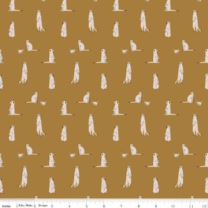CLEARANCE The Waterhole Meerkat C11843 Gold - Riley Blake Designs - Meerkats Africa Savanna Animals - Quilting Cotton Fabric