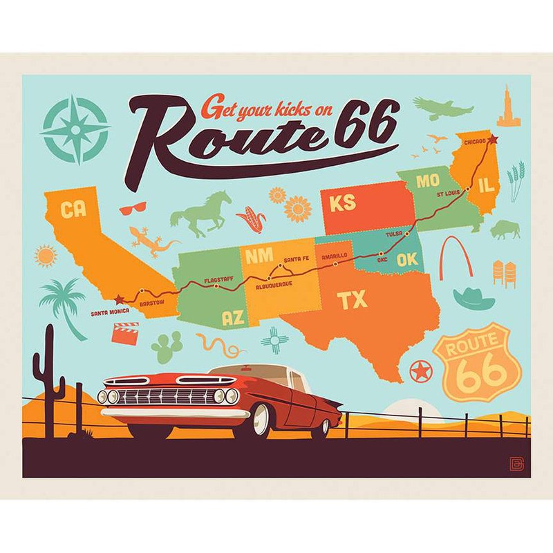 Fabric Panel Route 66 - Etsy