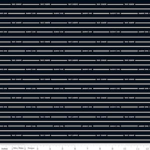 Barbie Girl Stripe C12994 Black - Official Licensed Product - Doll White Stripes Striped  - Quilting Cotton Fabric