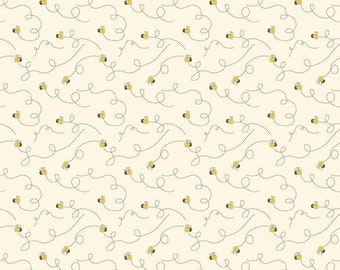 Bumble and Bear Bees C12672 Cream - Riley Blake Designs - Bumble Bees Dashed Lines - Quilting Cotton Fabric