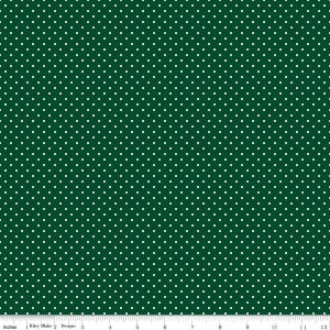 White on Christmas Green C670 Flat Swiss Dots by Riley Blake Designs - Polka Dot - Quilting Cotton Fabric