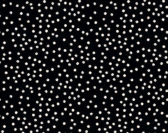 Goose Tales Scattered Dots Black - Riley Blake Designs - Halloween Off White Dots Polka Dots Dotted -  Quilting Cotton Fabric