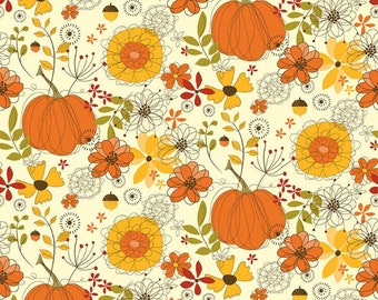 Flowers Gold C9521 Give Thanks 100/% cotton Designed by Sandy Gervais for Riley Blake Designs sold by the half yard