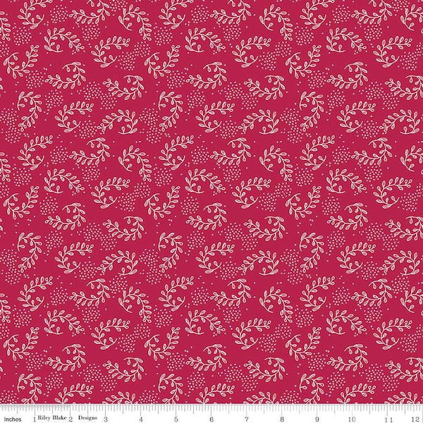 SALE Heirloom Red Sprigs C14342 Berry by Riley Blake Designs - Leaves Xs - Quilting Cotton Fabric