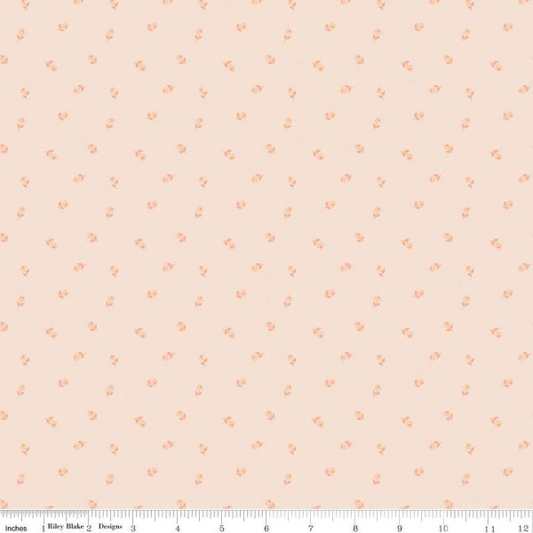 SALE Sweetbriar Flower Scatter C14026 Peaches 'n Cream by Riley Blake Designs - Floral Flowers - Quilting Cotton Fabric
