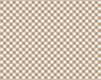 Whimsical Woodland Diagonal Gingham Natural Brown Checkered Fabric - C17646 - Riley Blake Quilting Cotton Fabric