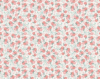 SALE Afternoon Tea Floral C14036 Sand by Riley Blake Designs - Flowers Ribbons - Quilting Cotton Fabric