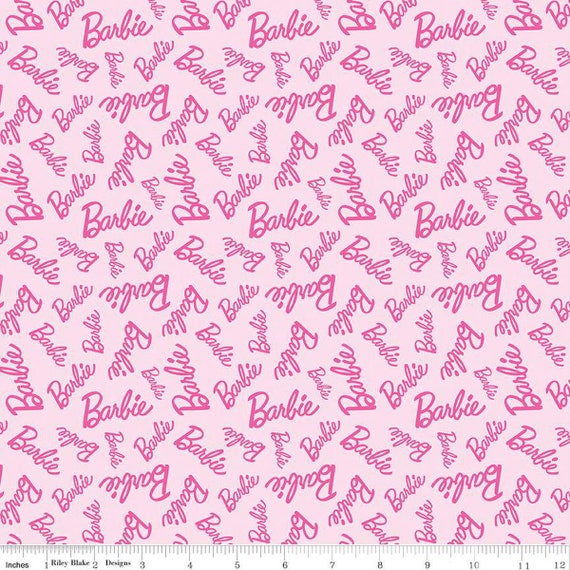 Classic Barbie - White -- Pink or Black background. Licensed Fabric by the  yard