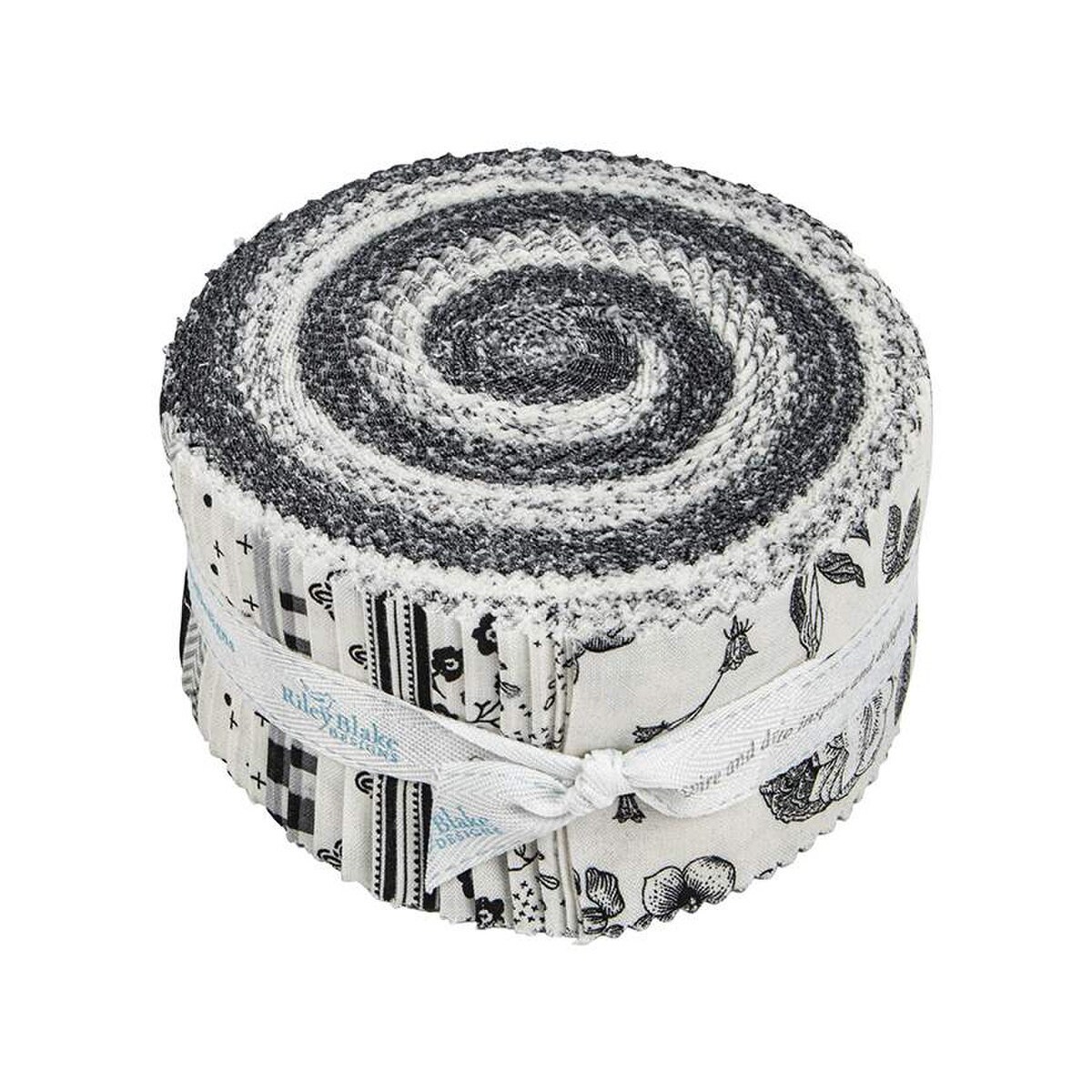 Soimoi 40Pcs Geometric Print Precut Fabrics Strips Roll Up 1.5 inches  Cotton Jelly Rolls for Quilting - White & Black