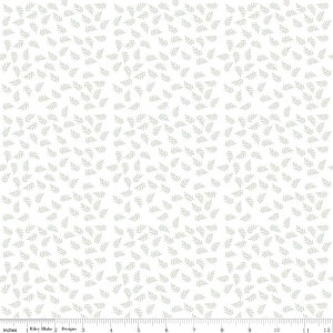 9&quot; End of Bolt - Modern Farmhouse Fern Leaves White - Riley Blake Designs - Green Leaves on White Floral - Quilting Cotton Fabric