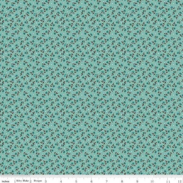 SALE Home Town Bodell C13594 Heirloom Sea Glass by Riley Blake Designs - Floral Flowers - Lori Holt - Quilting Cotton Fabric