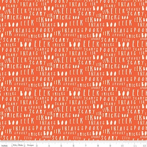 SALE Hey Bootiful Words C13134 Persimmon - Riley Blake Designs - Halloween Text - Quilting Cotton Fabric