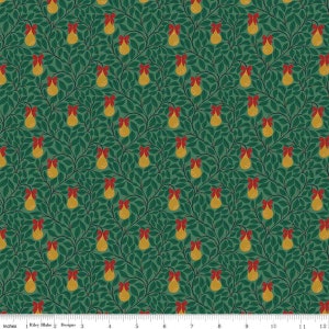 SALE A Pear-fect Christmas Pear Tree C14975 Green - Riley Blake Designs - Leaves Branches Pears - Quilting Cotton Fabric