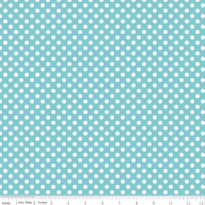 SALE Aqua and White Small Polka Dot by Riley Blake Designs - Blue - Jersey KNIT cotton stretch fabric