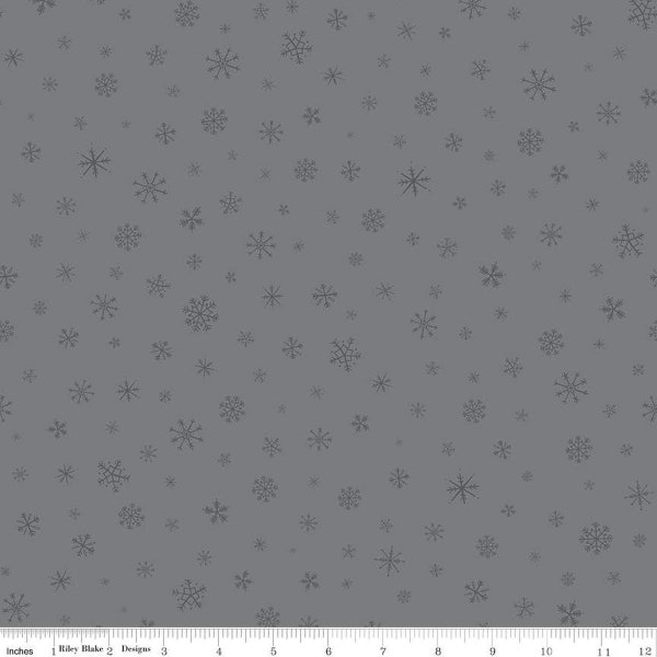 SALE FLANNEL Snow Leopard Snowflakes F13193 Gray - Riley Blake Designs - Winter Tone-on-Tone - FLANNEL Cotton Fabric