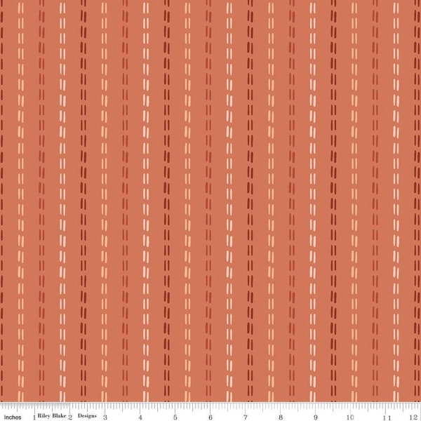 Santa Fe Stripes C13385 Terracotta - Riley Blake Designs - Stitched-Line Stripe Striped Southwest Southwestern - Quilting Cotton Fabric