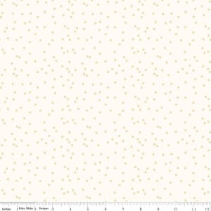 May include: White fabric with a scattered pattern of small, light gold circles.