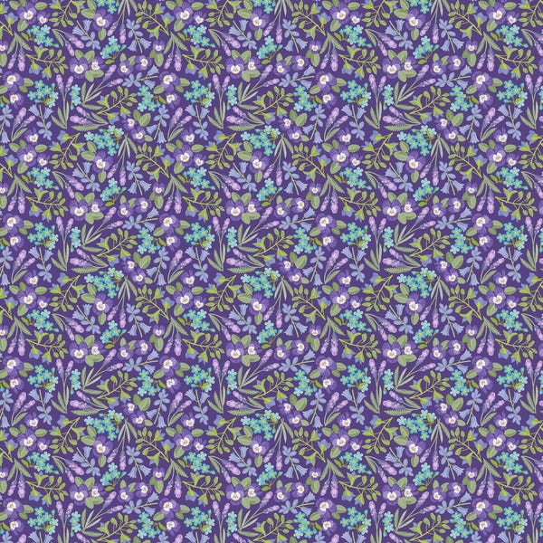 Easter Garden Spring Floral 31625 Purple V - QT Fabrics - Flowers Leaf Leaves Blossoms Petals - Quilting Cotton Fabric
