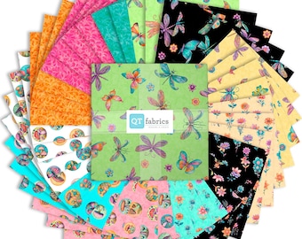 SALE Spring Bling Layer Cake 10" Stacker Bundle - QT Fabrics - 42-Piece Precut  - Butterflies Flowers Floral - Quilting Cotton Fabric