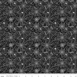 Celebrate with Hershey Spiderweb C11982 Black - Riley Blake Designs - Halloween Spiders White Webs Hershey&#39;s - Quilting Cotton Fabric
